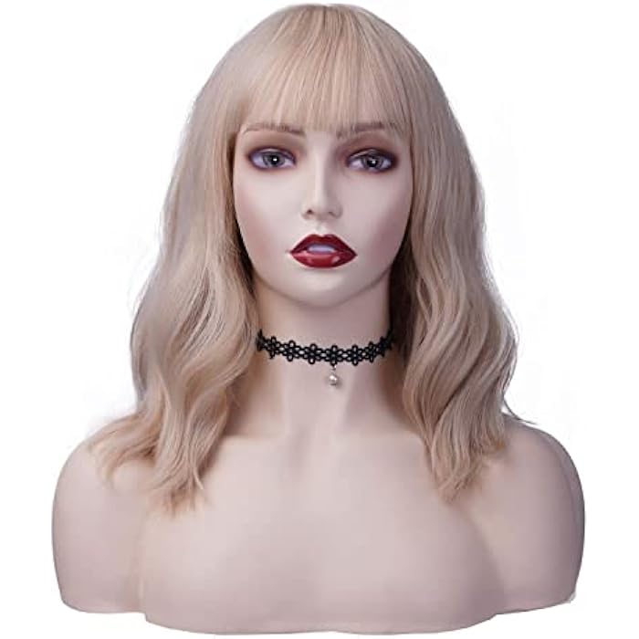 DILLARDS Bestung Blonde Short Wig With Bangs,Short Wavy Bob For Women Shoulder Length Curly Heat Resistant Synthetic-Daily Party Cosplay (14 Inch) - Image 4